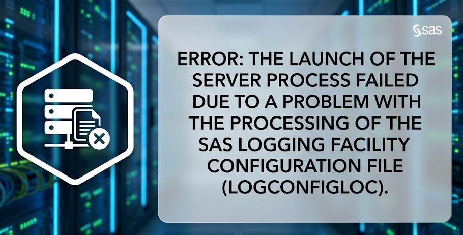 ERROR: The launch of the server process failed due to a problem with the processing of the SAS Logging Facility configuration file (LOGCONFIGLOC).