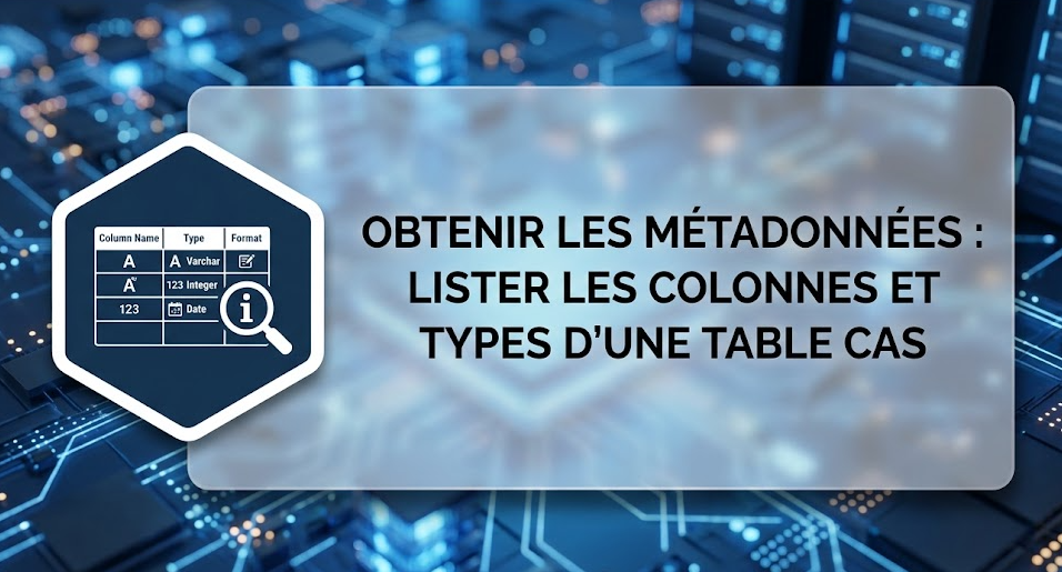 Obtenir les métadonnées : lister les colonnes et types d'une table CAS