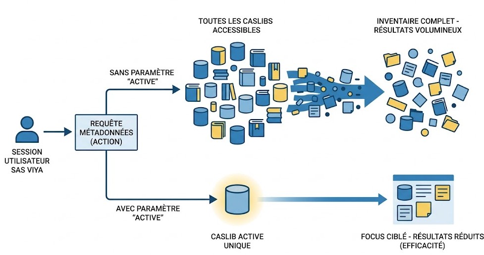 Schéma : Caslib active ou inventaire complet : comment cibler les métadonnées dont vous avez réellement besoin ?