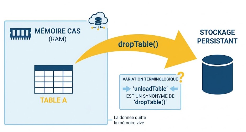 Schéma : Pourquoi certains outils SAS parlent-ils de déchargement plutôt que de suppression ?